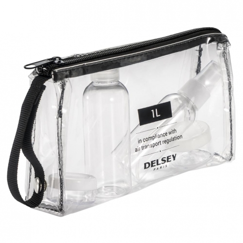 حقيبة مستحضرات تجميل و حلاقه دلسي موديل TRANSPARENT POUCH FOR AEROSOLS AND GELS